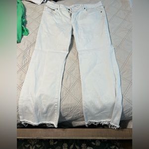 White straight leg jeans
